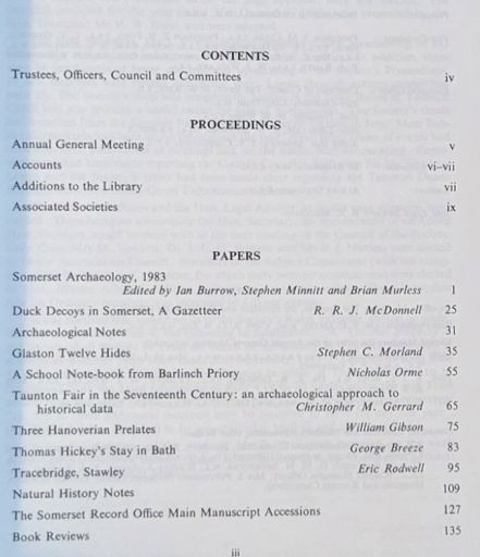 Somerset Archaeology and Natural History. The Proceedings of the Somersetshire Archaeological and Natural History Society for 1983/84, vol. 128