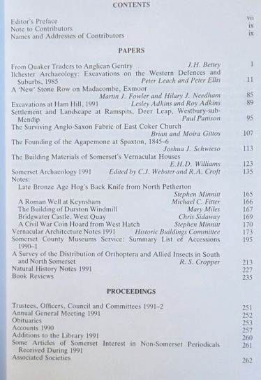 Somerset Archaeology and Natural History. The Proceedings of the Somersetshire Archaeological and Natural History Society for 1991, vol. 135