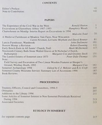 Somerset Archaeology and Natural History. The Proceedings of the Somersetshire Archaeological and Natural History Society for 1994, vol. 138