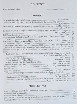 Somerset Archaeology and Natural History. The Proceedings of the Somersetshire Archaeological and Natural History Society for 2003, vol. 147