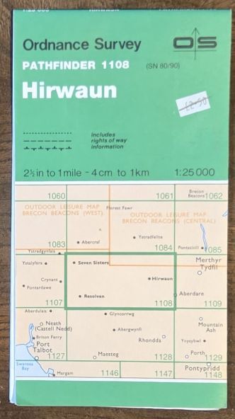 Hirwaun. 1:25000 Map, Pathfinder 1108 (SN 80/90)