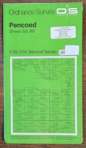 Pencoed. 1:25000 Second Series Map Sheet SS 98 [Pathfinder 1147]