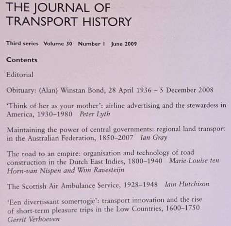 The Journal of Transport History, Third Series, Volume 30, Number 1, June 2009