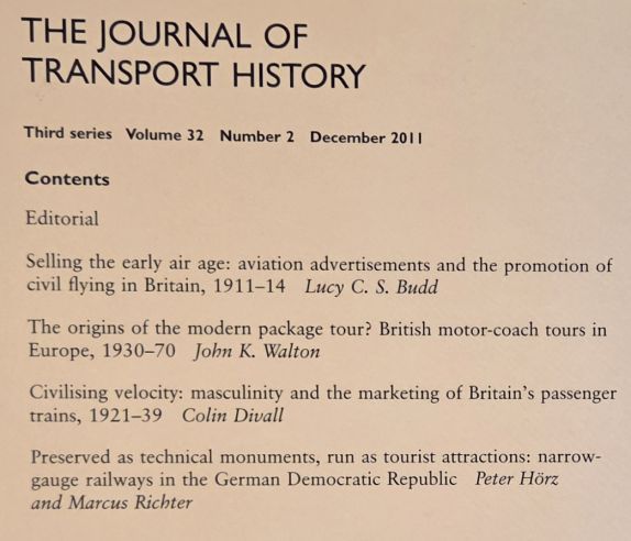 The Journal of Transport History, Third Series, Volume 32, Number 2, December 2011