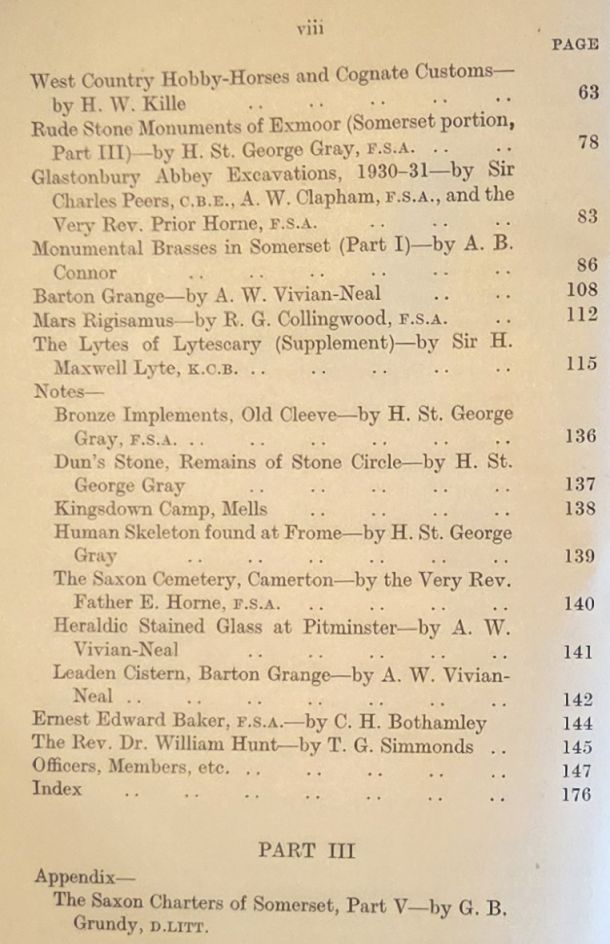 Proceedings of the Somersetshire Archaeological and Natural History Society for the year 1934 (Annual Meeting,