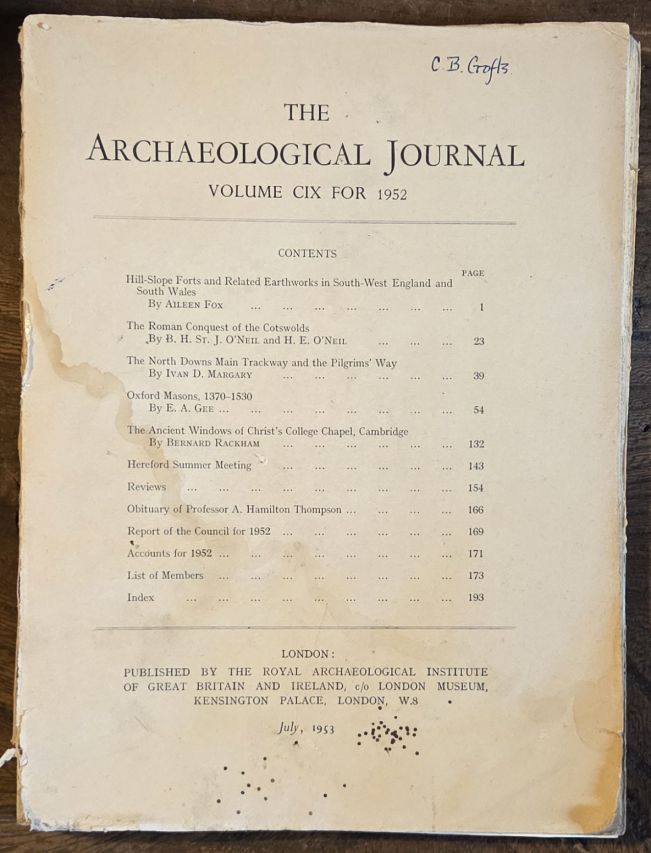 The Archaeological Journal Volume CIX [109] for 1952