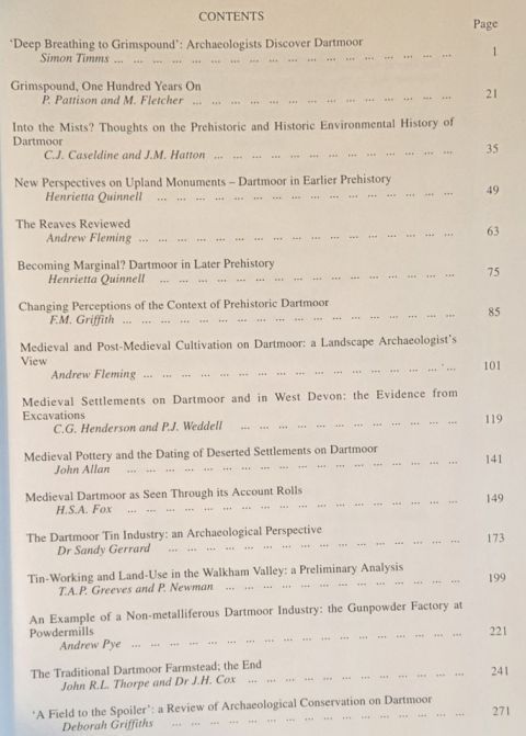 The Archaeology of Dartmoor : Perspectives from the 1990s. Papers presented to a Conference at Exeter University in September 1994 to celebrate the centenary of the foundation of the Dartmoor Exploration Committee (Devon Archaeological Society Proceedings No. 52)